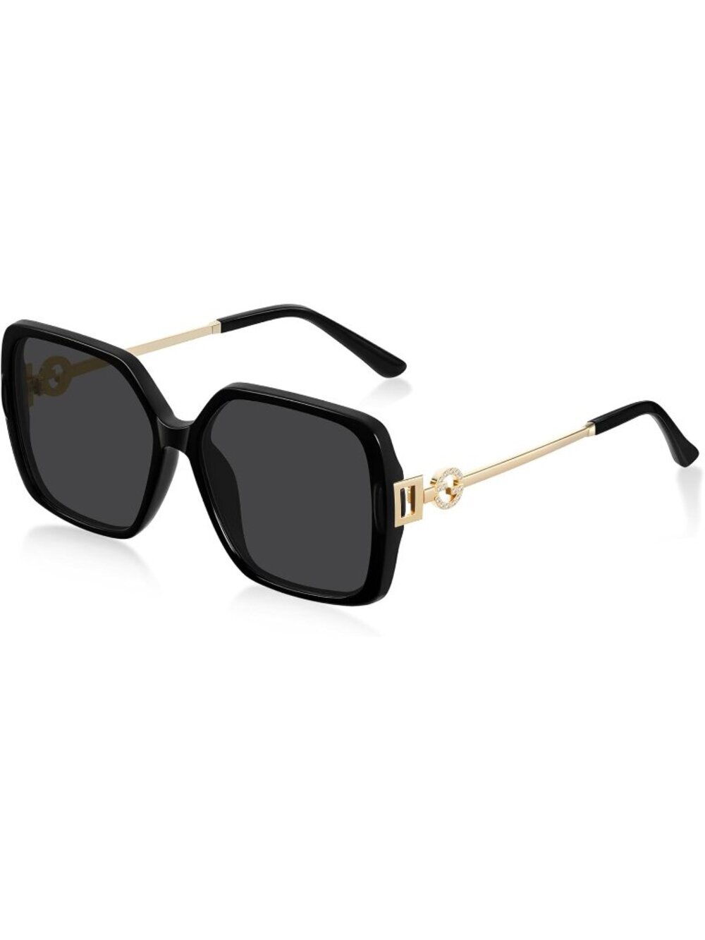 Women's Retro Black Gray Gold Oversized Vintage Style Sun Glasses UV Protection